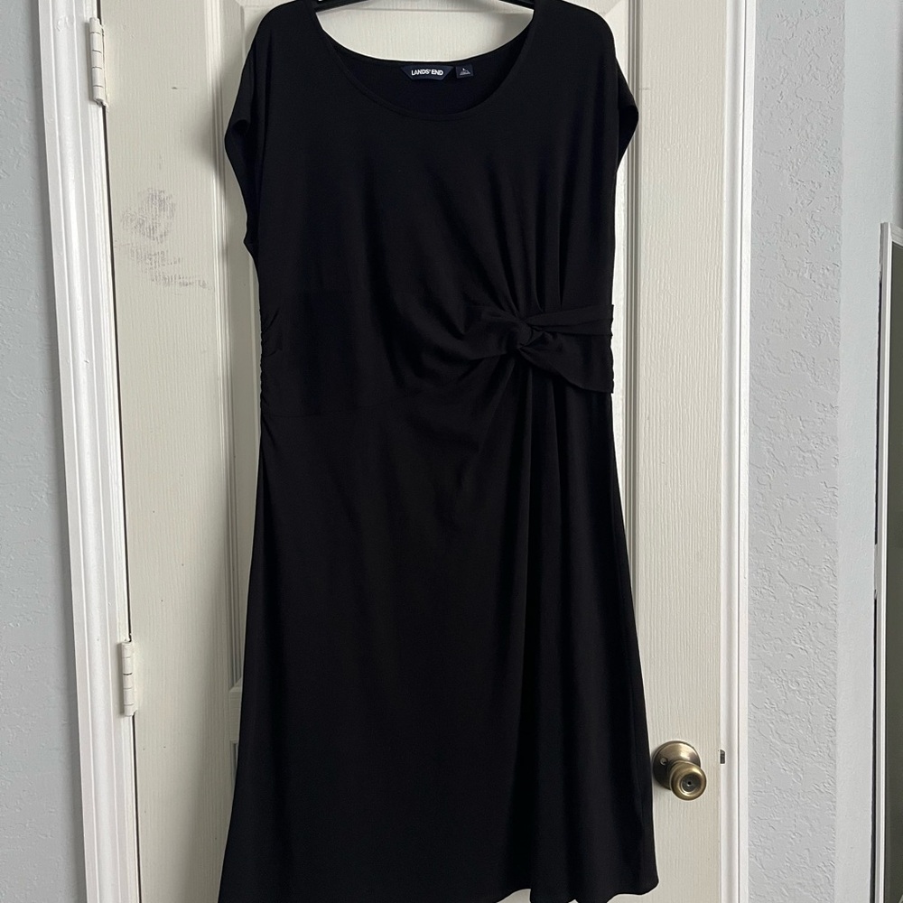 Lands' End Black Dolman Sleeve Midi Dress
